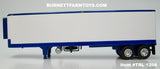 Item #TRL 1298 White Sided Blue Metallic Trim Tandem Axle Vintage 40-foot Thermo King Refrigerated Trailer - 1/64 Scale – DCP by First Gear