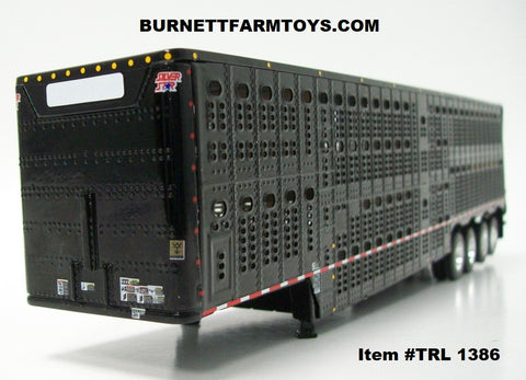Item #TRL 1386 All Black Quad Axle Wilson Silver Star Livestock Trailer - 1/64 Scale - DCP by First Gear