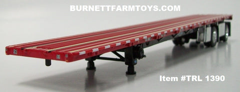 Item #TRL 1390 Red Deck Black Frame Spread Axle Wilson Roadbrute Flatbed Trailer - 1/64 Scale – DCP by First Gear