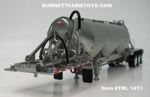Item #TRL 1411 Silver Tri-Axle Heil 3-Bay Pneumatic Tanker Trailer - 1/64 Scale - DCP by First Gear