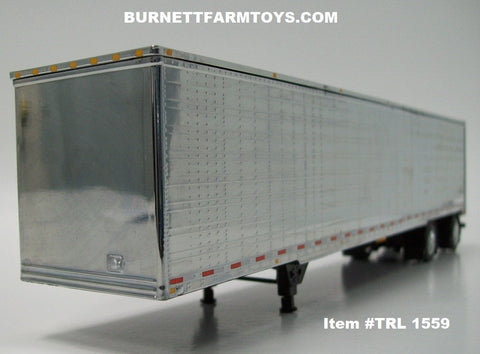 Item #TRL 1559 Chrome Ribbed Sided Black Frame Spread Axle Utility 53-foot Dry Goods Van Trailer - 1/64 Scale - DCP by First Gear