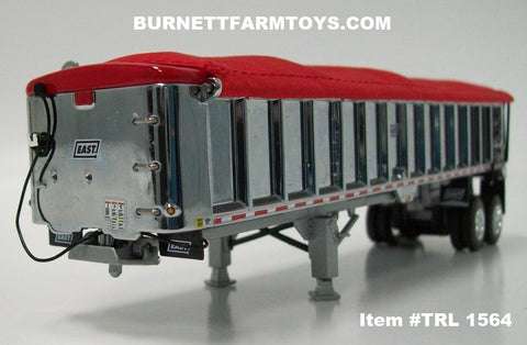 Item #TRL 1564 Chrome Sided Red Tarp Silver Frame Tandem Axle EAST End Dump Trailer - 1/64 Scale - DCP by First Gear