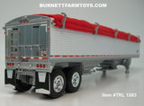 Item #TRL 1583 White Sided Red Tarp Silver Frame Tandem Axle Wilson Pacesetter 43-foot Hopper Bottom Grain Trailer - 1/64 Scale – DCP by First Gear