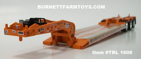 Item #TRL 1608 Dark Orange Tri-Axle Fontaine Magnitude Lowboy Trailer with Detachable Neck - 1/64 Scale - DCP by First Gear