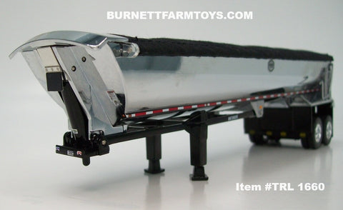 Item #TRL 1660 Chrome Sided Black Tarp Black Frame Tandem Axle MAC Half Round Dump Trailer - 1/64 Scale – DCP by First Gear