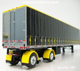 Item #TRL 1667 Black Yellow Spread Axle Utility 53-foot Tautliner Flatbed Trailer - 1/64 Scale – DCP by First Gear