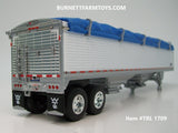Item #TRL 1709 White High Sided Blue Tarp Silver Frame Tandem Axle Wilson 43-foot Pacesetter Hopper Bottom Grain Trailer - 1/64 Scale - DCP by First Gear