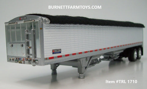 Item #TRL 1710 White High Sided Black Tarp Silver Frame Tandem Axle Wilson 43-foot Pacesetter Hopper Bottom Grain Trailer - 1/64 Scale - DCP by First Gear