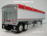 Item #TRL 1711 White High Sided Red Tarp Silver Frame Tandem Axle Wilson 43-foot Pacesetter Hopper Bottom Grain Trailer - 1/64 Scale - DCP by First Gear