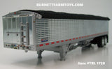 Item #TRL 1720 Chrome High Sided Black Tarp Silver Frame Tandem Axle Wilson 43-foot Pacesetter Hopper Bottom Grain Trailer - 1/64 Scale - DCP by First Gear