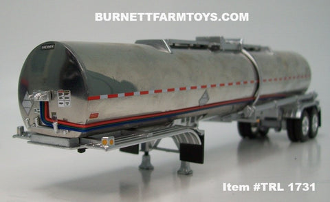 Item #TRL 1731 Polished Silver Tandem Axle Brenner Chemical Grade Tanker Trailer - 1/64 Scale – DCP by First Gear