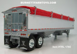 Item #TRL 1765 White Sided Red Tarp Silver Frame Tandem Axle Wilson Pacesetter 43-foot Hopper Bottom Grain Trailer - 1/64 Scale - DCP by First Gear
