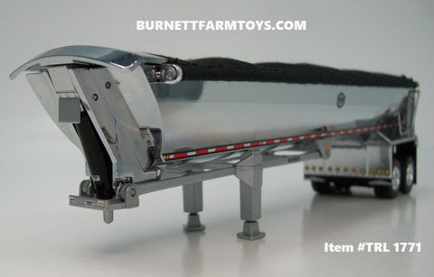 Item #TRL 1771 Chrome Sided Black Tarp Silver Frame Tandem Axle MAC Round Dump Trailer - 1/64 Scale - DCP by First Gear