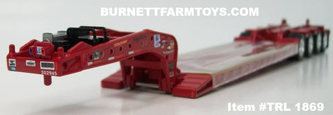Item #TRL 1869 Dark Red Tri-Axle Fontaine Magnitude Lowboy Trailer with Flip Axle and Detachable Neck - 1/64 Scale – DCP by First Gear