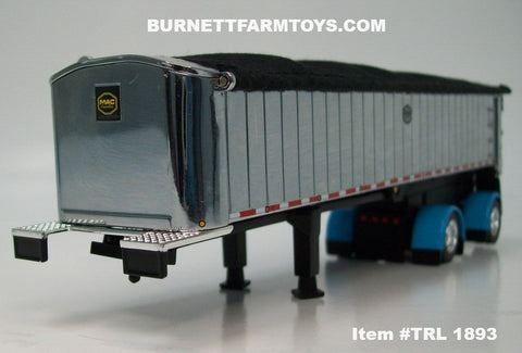 Item #TRL 1893 Chrome Sided Black Tarp Black Frame Cyan Blue Fender Spread Axle MAC Frameless Coal Dump Trailer - 1/64 Scale – DCP by First Gear