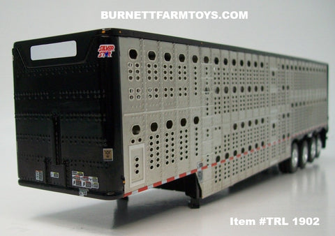 Item #TRL 1902 Silver Sided Black Trim Quad Axle Wilson Silver Star Livestock Trailer - 1/64 Scale – DCP by First Gear