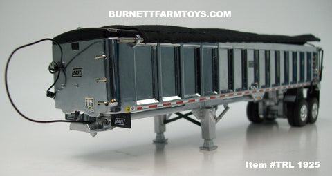 Item #TRL 1925 Chrome Black Tarp Silver Frame Tandem Axle EAST End Dump Trailer - 1/64 Scale – DCP by First Gear