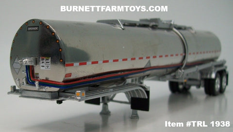 Item #TRL 1938 Polished Silver Tandem Axle Brenner Chemical Tanker Trailer - 1/64 Scale – DCP by First Gear