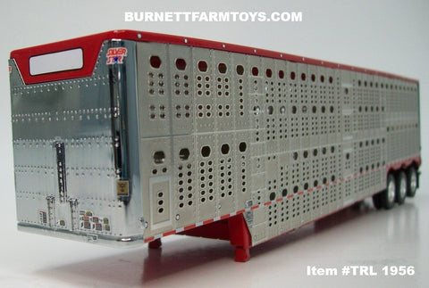 Item #TRL 1956 Silver Red Trim Tri-Axle Wilson Silver Star Livestock Trailer - 1/64 Scale – DCP by First Gear