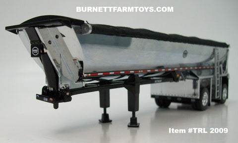 Item #TRL 2009 Chrome Sided Black Tarp Black Frame Spread Axle MAC Round Dump Trailer - 1/64 Scale – DCP by First Gear