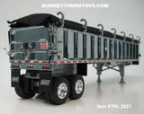 Item #TRL 2021 Chrome Sided Black Tarp Silver Frame Tandem Axle EAST End Dump Trailer - 1/64 Scale – DCP by First Gear