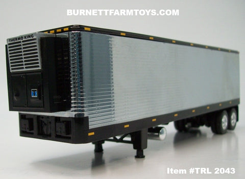 Item #TRL 2043 Chrome Black Trim Tandem Axle Vintage 40-foot Refrigerated Trailer with Thermo King Refrigerator - 1/64 Scale – DCP by First Gear
