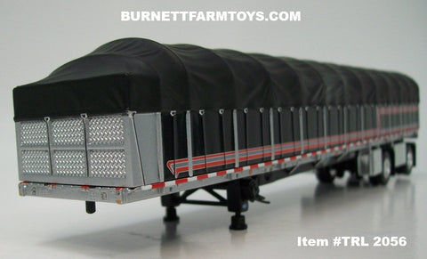 Item #TRL 2056 Black Viper Red Silver Sided Black Tarp Black Frame Spread Axle 53-foot Flatbed Covered Wagon Trailer - 1/64 Scale – DCP by First Gear