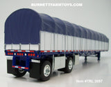 Item #TRL 2057 White Sided Blue Tarp Blue Frame Spread Axle Wilson Roadbrute 53-foot Flatbed Covered Wagon Trailer - 1/64 Scale – DCP by First Gear