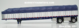 Item #TRL 2057 White Sided Blue Tarp Blue Frame Spread Axle Wilson Roadbrute 53-foot Flatbed Covered Wagon Trailer - 1/64 Scale – DCP by First Gear