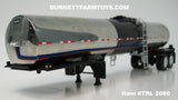 Item #TRL 2080 Polished Silver Black Tandem Axle Brenner Asphalt Tanker Trailer - 1/64 Scale – DCP by First Gear
