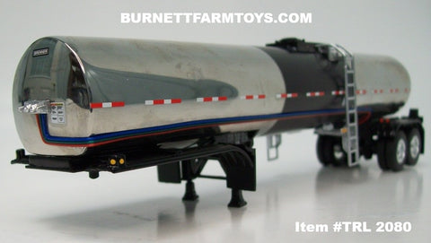 Item #TRL 2080 Polished Silver Black Tandem Axle Brenner Asphalt Tanker Trailer - 1/64 Scale – DCP by First Gear