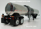 Item #TRL 2080 Polished Silver Black Tandem Axle Brenner Asphalt Tanker Trailer - 1/64 Scale – DCP by First Gear