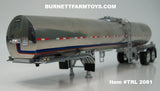 Item #TRL 2081 Polished Silver Tandem Axle Brenner Sanitary Food Grade Tanker Trailer - 1/64 Scale – DCP by First Gear