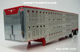 Item #TRL 2122 Silver Sided Red Trim Spread Axle Wilson Silver Star Livestock Trailer - 1/64 Scale – DCP by First Gear