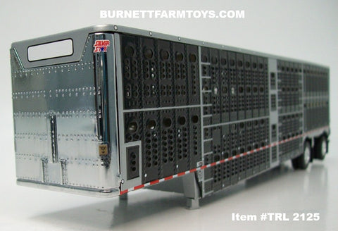 Item #TRL 2125 Black Sided Silver Trim Spread Axle Wilson Silver Star Livestock Trailer - 1/64 Scale – DCP by First Gear