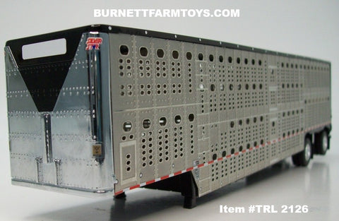 Item #TRL 2126 Silver Sided Black Trim Spread Axle Wilson Silver Star Livestock Trailer - 1/64 Scale – DCP by First Gear