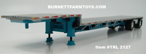 Item #TRL 2127 Silver Deck Turquoise Frame Spread Axle Transcraft Eagle Stepdeck Trailer - 1/64 Scale – DCP by First Gear
