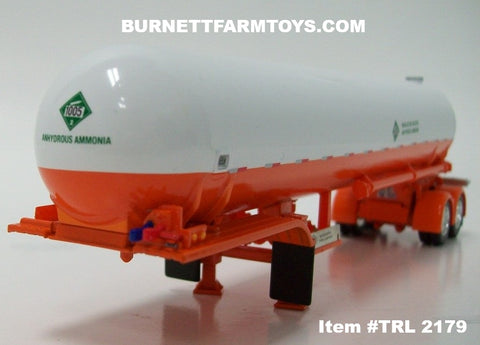 Item #TRL 2179 White Orange Tandem Axle Mississippi LPG Anhydrous Ammonia Tanker Trailer - 1/64 Scale – DCP by First Gear
