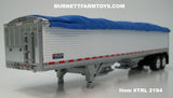 Item #TRL 2194 White High Sided Blue Tarp Silver Frame Tandem Axle Wilson Pacesetter Hopper Bottom Grain Trailer - 1/64 Scale – DCP by First Gear