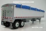Item #TRL 2194 White High Sided Blue Tarp Silver Frame Tandem Axle Wilson Pacesetter Hopper Bottom Grain Trailer - 1/64 Scale – DCP by First Gear