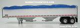 Item #TRL 2194 White High Sided Blue Tarp Silver Frame Tandem Axle Wilson Pacesetter Hopper Bottom Grain Trailer - 1/64 Scale – DCP by First Gear