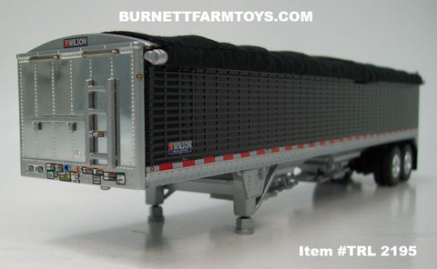 Item #TRL 2195 Black High Sided Black Tarp Silver Frame Tandem Axle Wilson Pacesetter Hopper Bottom Grain Trailer - 1/64 Scale – DCP by First Gear