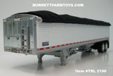 Item #TRL 2196 White High Sided Black Tarp Silver Frame Tandem Axle Wilson 43-foot Pacesetter Hopper Bottom Grain Trailer - 1/64 Scale – DCP by First Gear