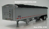 Item #TRL 2198 Silver High Sided Black Tarp Silver Frame Tandem Axle Wilson 43-foot Pacesetter Hopper Bottom Grain Trailer - 1/64 Scale – DCP by First Gear