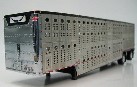 Item #TRL 2227 Silver Black Trim Spread Axle Wilson Silver Star Livestock Trailer - 1/64 Scale – DCP by First Gear