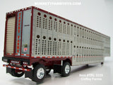 Item #TRL 2228 Coffey Farms Silver Burgundy Trim Spread Axle Wilson Silver Star Livestock Trailer - 1/64 Scale – DCP by First Gear