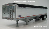 Item #TRL 2231 White High Sided Black Tarp Silver Frame Tandem Axle Wilson Pacesetter Hopper Bottom Grain Trailer - 1/64 Scale – DCP by First Gear