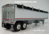 Item #TRL 2231 White High Sided Black Tarp Silver Frame Tandem Axle Wilson Pacesetter Hopper Bottom Grain Trailer - 1/64 Scale – DCP by First Gear