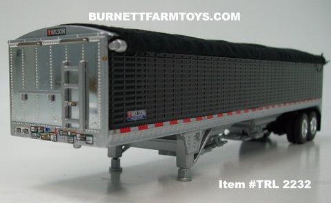 Item #TRL 2232 Black High Sided Black Tarp Silver Frame Tandem Axle Wilson Pacesetter Hopper Bottom Grain Trailer - 1/64 Scale – DCP by First Gear