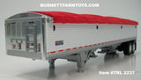 Item #TRL 2237 White Sided Red Tarp Silver Frame Tandem Axle Wilson Pacesetter 43-foot Hopper Bottom Grain Trailer - 1/64 Scale – DCP by First Gear